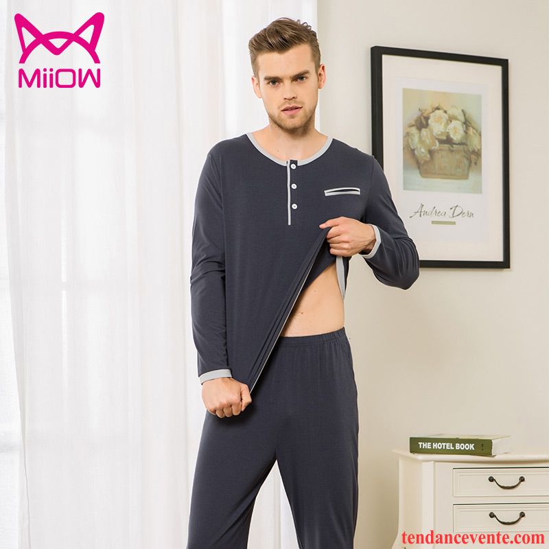 Pyjamas Americain Homme L'automne Matelassé Printemps Taillissime Ensemble Longue Homme Coton Bio Longues