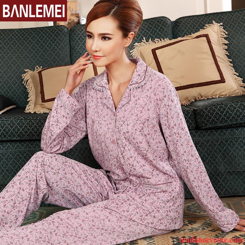 Pyjamas Couleur Femme Matelassé Femme Ensemble Printemps Pantalon Coton Bio Longues Pas Cher