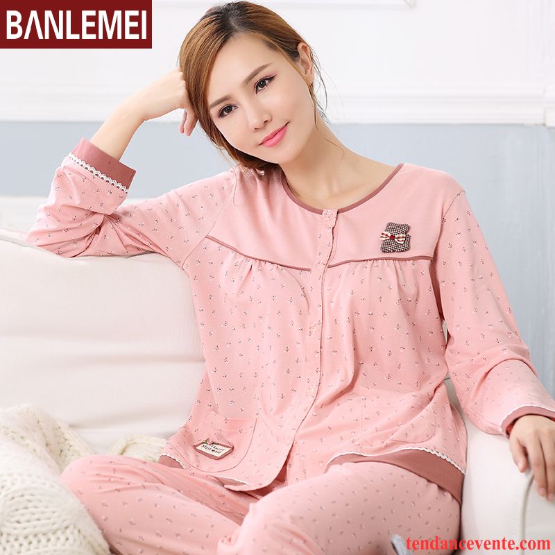 Pyjamas Couleur Femme Matelassé Femme Ensemble Printemps Pantalon Coton Bio Longues Pas Cher