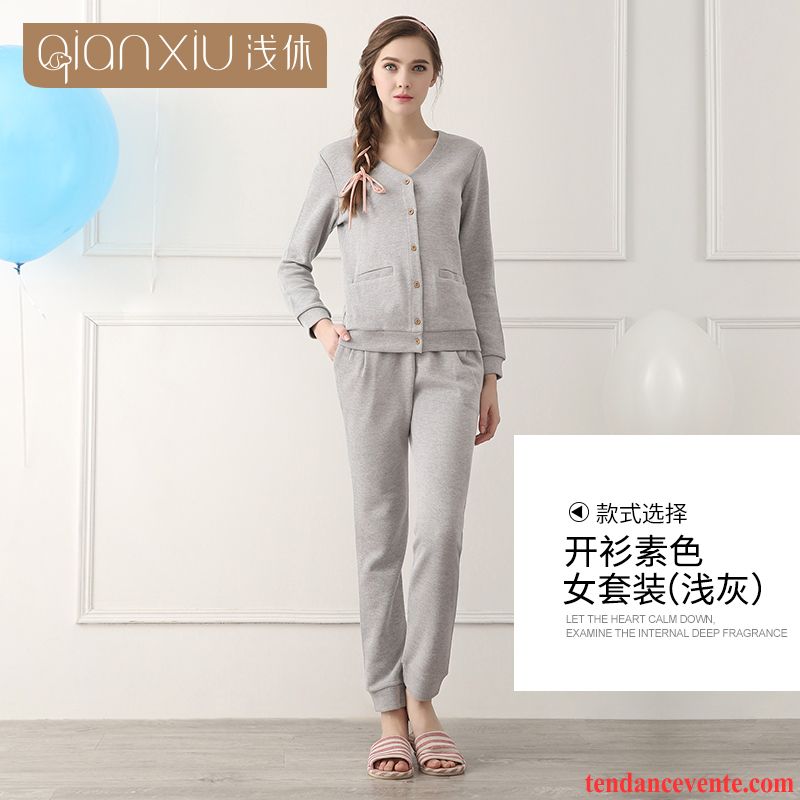 Pyjamas Lin Taille Elastique Baggy Longues Matelassé L'automne Taillissime Ensemble Décontractée Printemps Hiver Dame