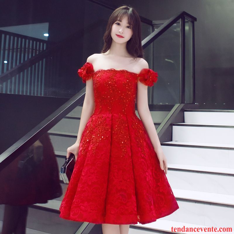 Robe Blanche Courte Mariage L'automne Court Hiver Robe Rouge