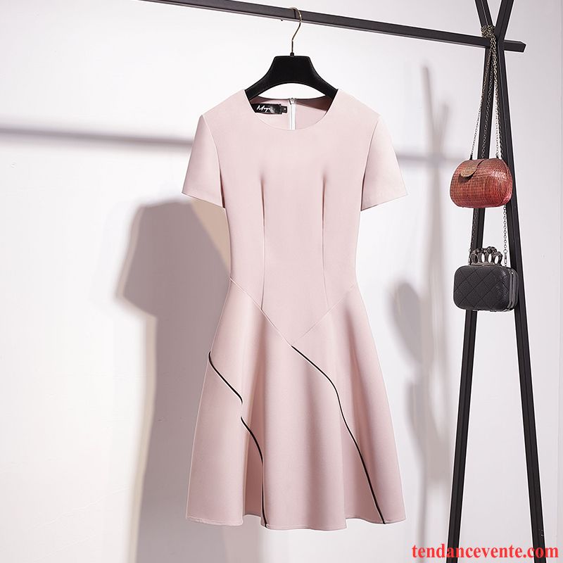 Robes Femme A Lettre Mince Nervurées Slim Noir Rose