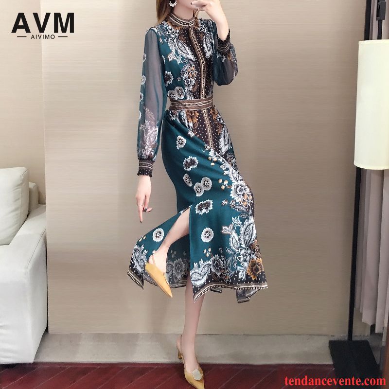 Robes Femme Robe Chinoise Mode Mousseline De Soie Été Tempérament Rose