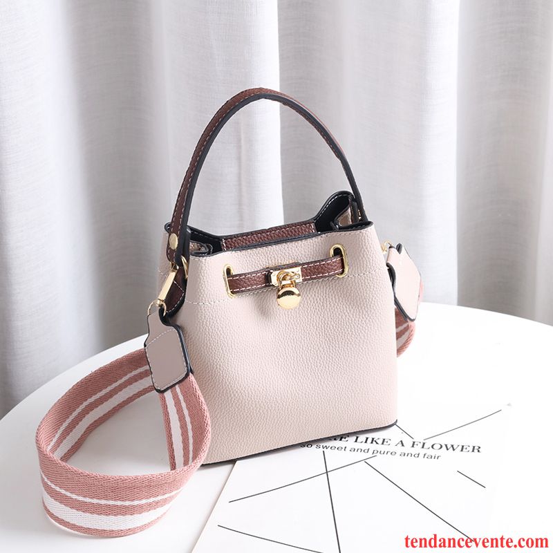 Sac À Bandoulière Femme Le Nouveau Peau Douce Sac Poitrine Été Couleur De Contraste Rose