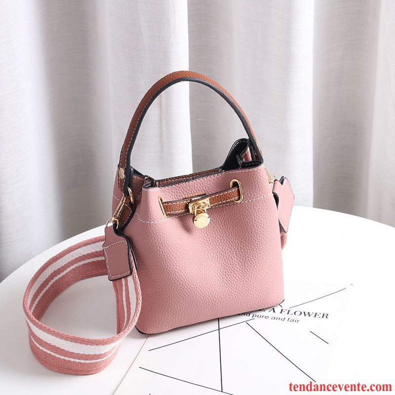 Sac À Bandoulière Femme Le Nouveau Peau Douce Sac Poitrine Été Couleur De Contraste Rose