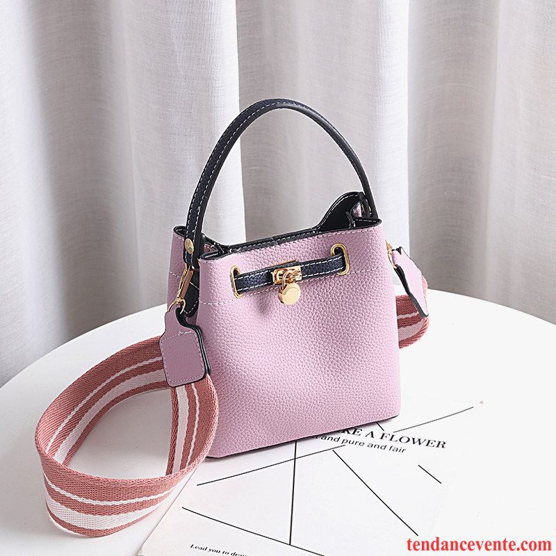 Sac À Bandoulière Femme Le Nouveau Peau Douce Sac Poitrine Été Couleur De Contraste Rose