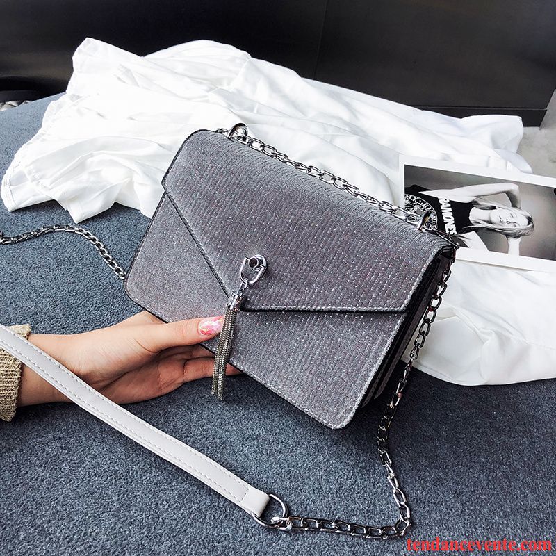 Sac À Bandoulière Femme Le Nouveau Sac De Messager All-match Petit Tassel Rétro Gris