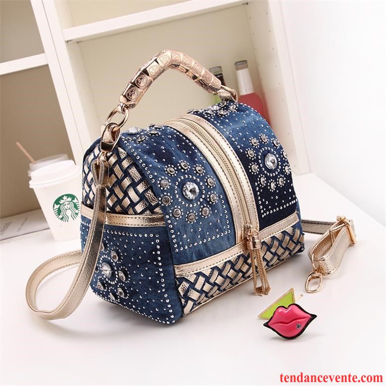 Sac À Bandoulière Femme Le Nouveau Sacs À Bandoulière Tissage All-match Petit Diamant Bleu