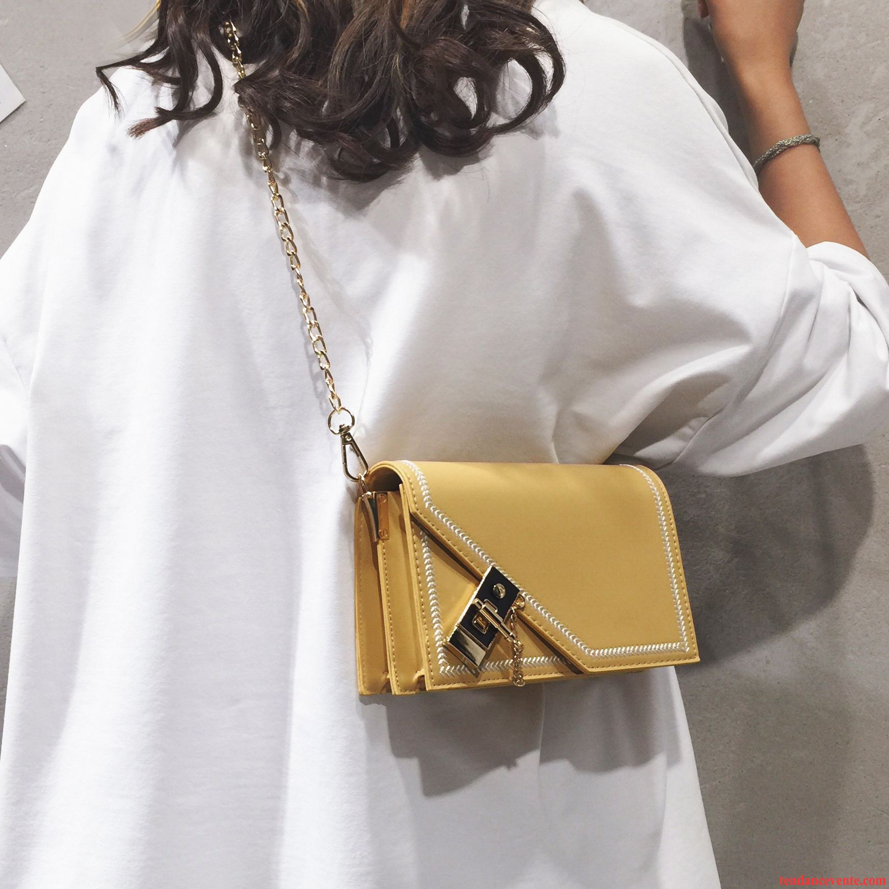 Sac À Bandoulière Femme Mode Chaîne Petit Frais Populaire Été Jaune