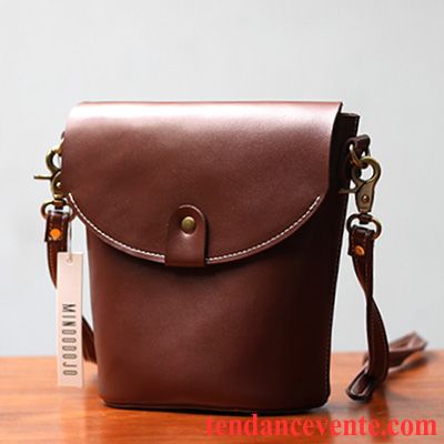 Sac À Bandoulière Femme Rétro Sac De Messager Le Nouveau Petit Original Cuir De Vache Vert Foncé