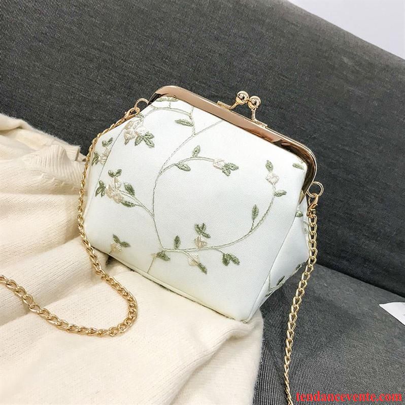 Sac À Bandoulière Femme Sacs À Bandoulière Loisir Petit Brodé Paquet Shell Le Nouveau Blanc