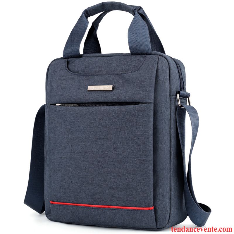 Sac À Bandoulière Homme Cartable Britanique Loisir Étanche Entreprise Tissu Oxford Noir