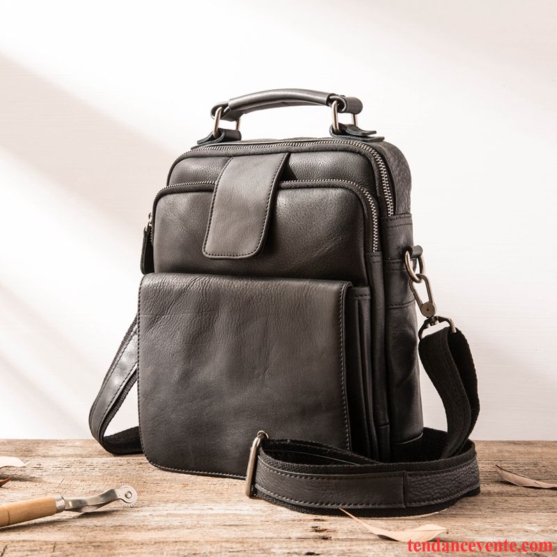 Sac À Bandoulière Homme Cuir De Vache Britanique Sac À Main Rétro Entreprise Cuir Véritable Rouge Brun