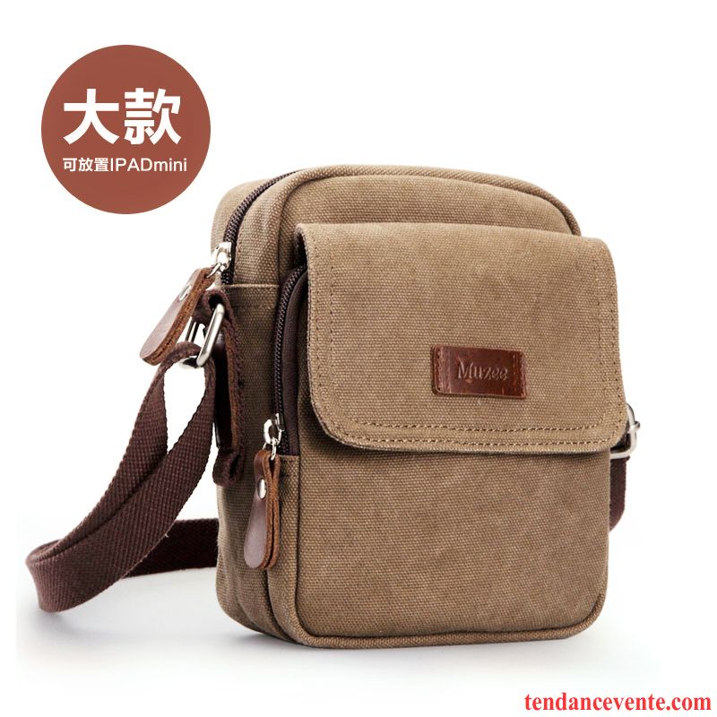 Sac À Bandoulière Homme De Plein Air Loisir Toile Petit Sport Rétro Brun