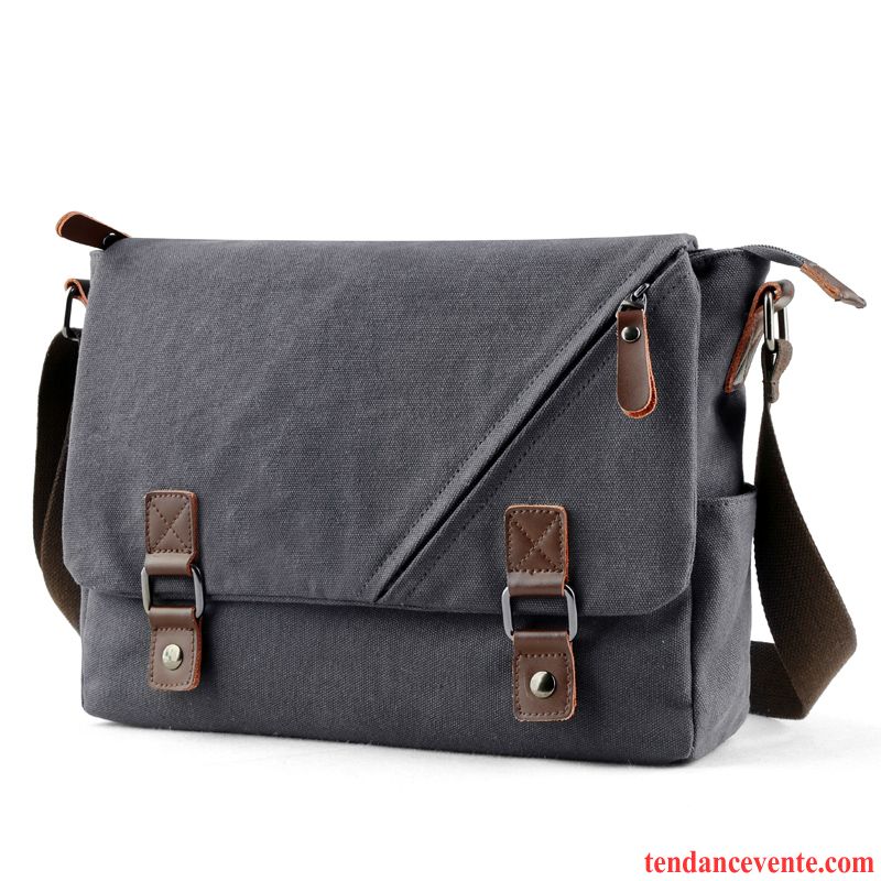 Sac À Bandoulière Homme Loisir Sacs À Bandoulière Toile Sac De Messager Étudiant Tendance Gris