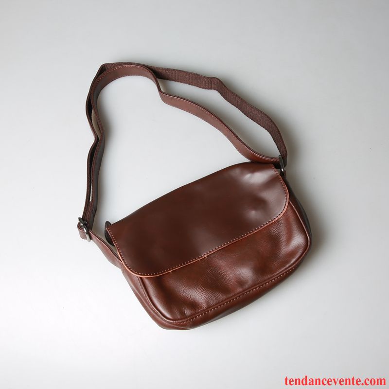 Sac À Bandoulière Homme Rue Fermeture Éclair Sac Poitrine Sac À Dos Petit Tendance Noir