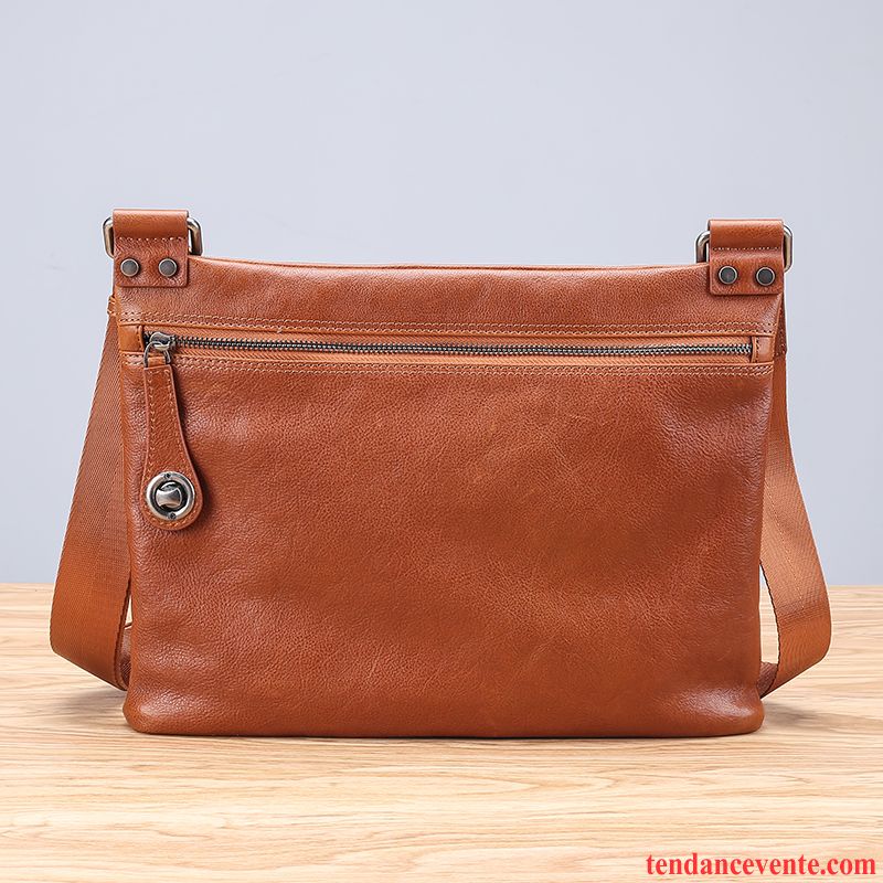 Sac À Bandoulière Homme Sac De Messager Sac À Dos La Coupe Transversale Le Nouveau Cuir Véritable Cuir De Vache Brun