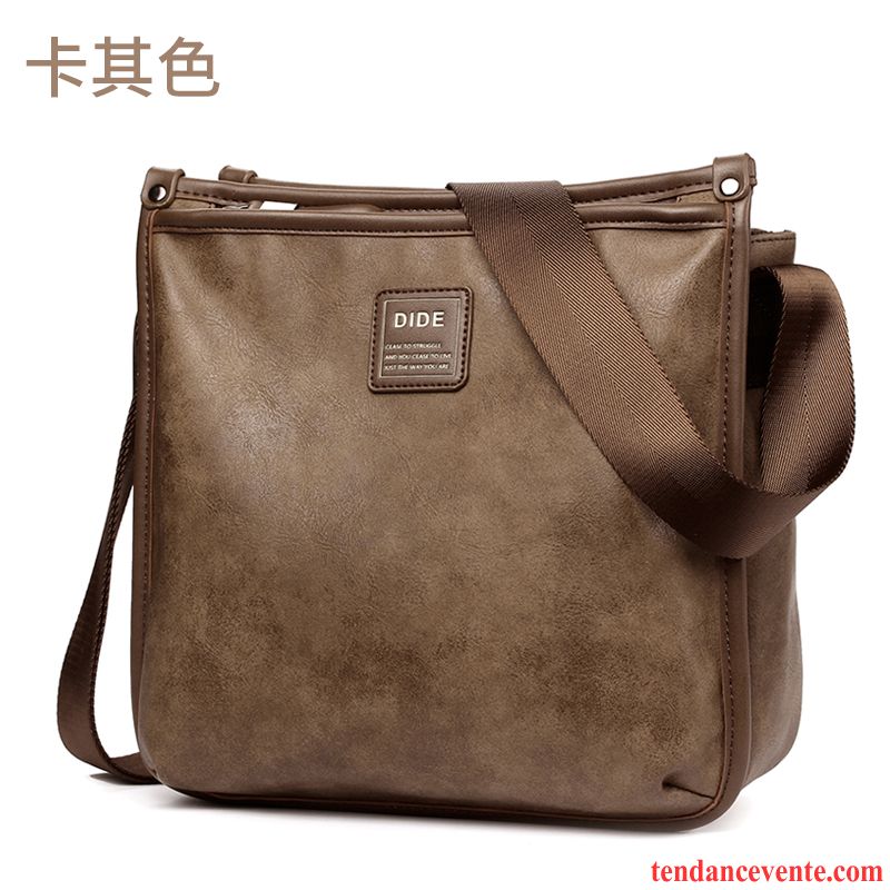 Sac À Bandoulière Homme Sac À Dos Sac De Messager Rétro Tendance Loisir Personnalité Foncé