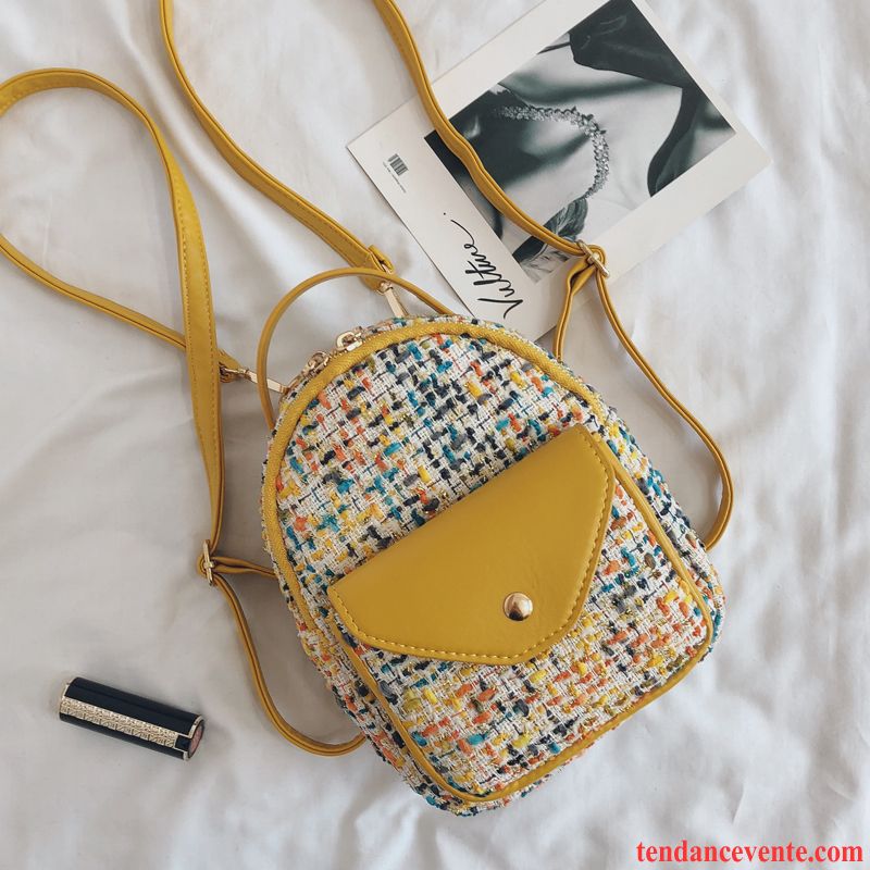 Sac À Dos Femme All-match Voyage Mode Mini Petit L'automne Couleur De Contraste Jaune