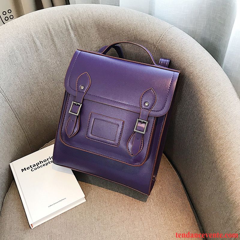 Sac À Dos Femme Célébrité Grande Capacité Peau Douce Le Nouveau Étudiant Cartable Violet