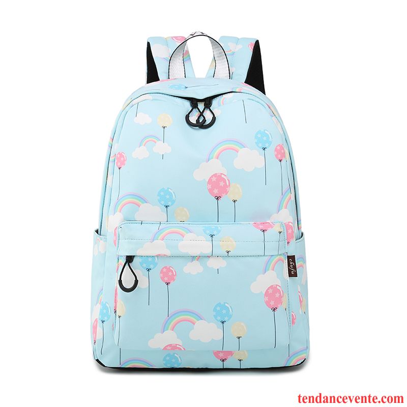 Sac À Dos Femme Gros Étudiant Milieu École Secondaire Simple Cartable Bleu