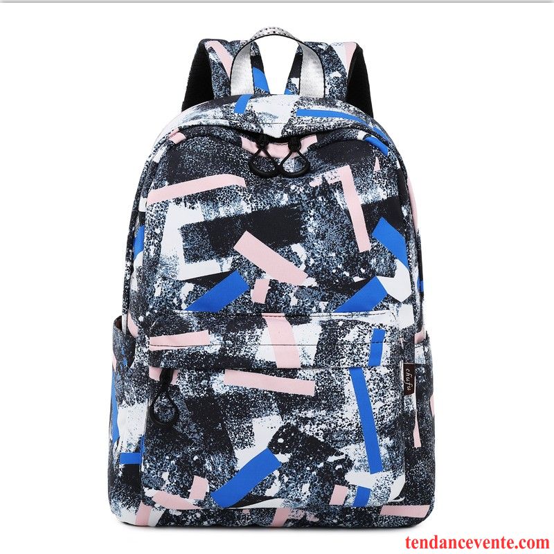 Sac À Dos Femme Gros Étudiant Milieu École Secondaire Simple Cartable Bleu