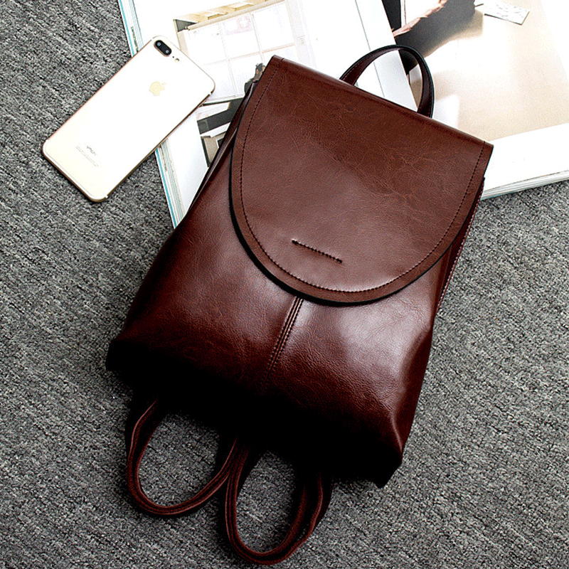 Sac À Dos Femme Hiver Grande Capacité Cuir De Vache Tendance All-match Mode Marron