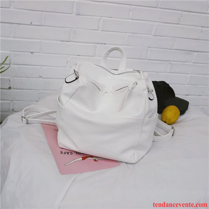 Sac À Dos Femme Peau Douce Tendance Cartable Loisir All-match Le Nouveau Pure Rose