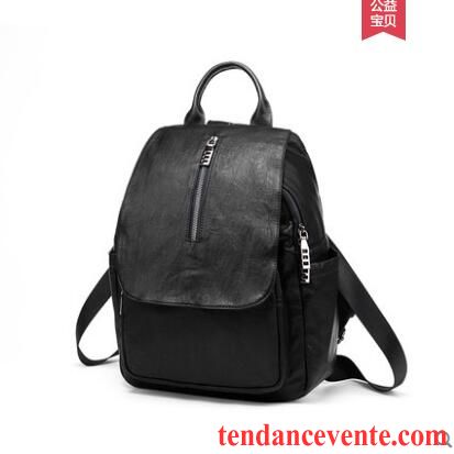 Sac À Dos Femme Simple Le Nouveau Peau Douce Cuir De Vache All-match Voyage Noir