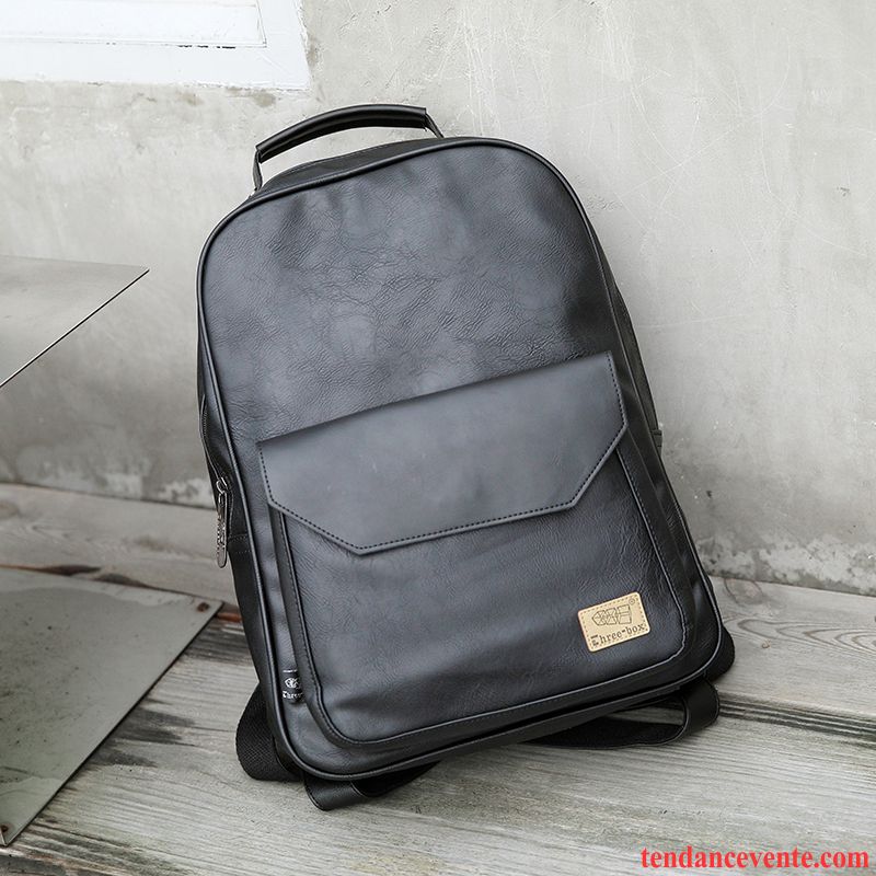 Sac À Dos Homme Mode Simple Étudiant Personnalité Cartable École Secondaire Brun Foncé