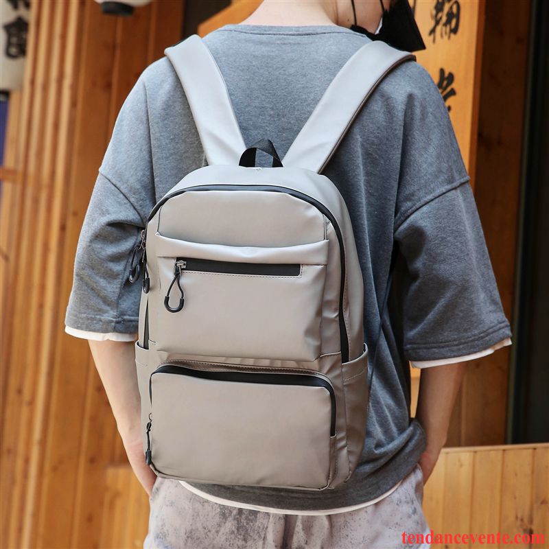 Sac À Dos Homme Nylon Tendance Simple Voyage Loisir Cartable Gris