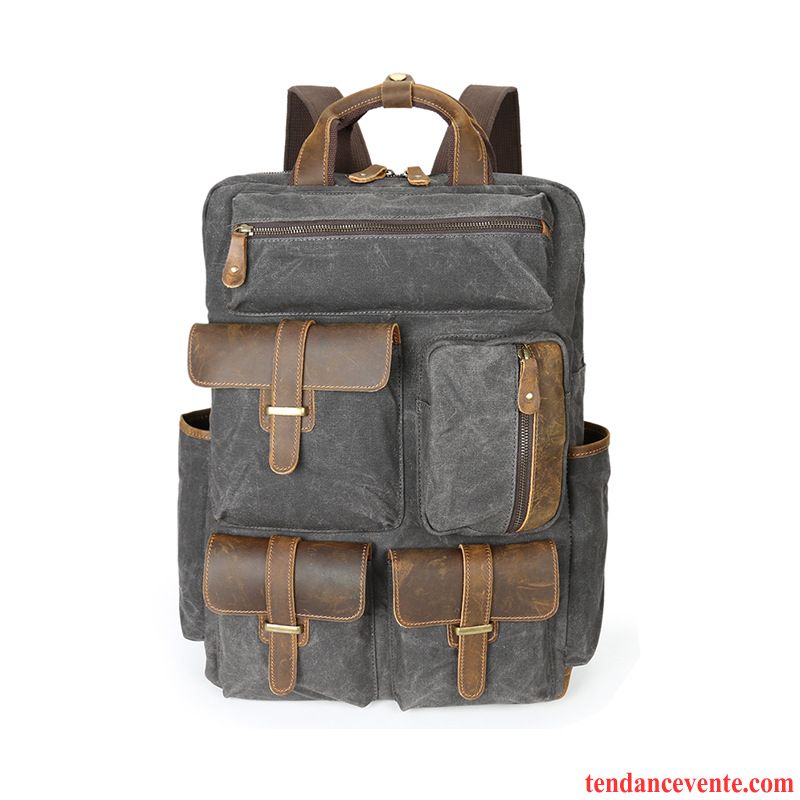 Sac À Dos Homme Personnalité Loisir Étanche Grande Capacité Cartable Tendance Marron