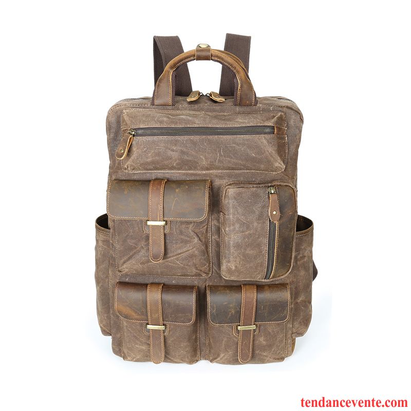 Sac À Dos Homme Personnalité Loisir Étanche Grande Capacité Cartable Tendance Marron