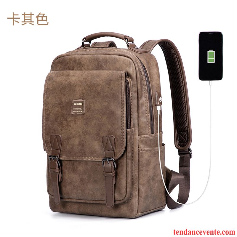 Sac À Dos Homme Tendance Loisir Sac D'ordinateur Portable Mode Marron Voyage Foncé