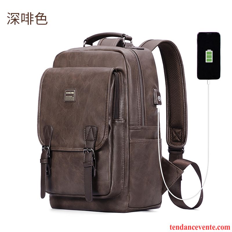 Sac À Dos Homme Tendance Loisir Sac D'ordinateur Portable Mode Marron Voyage Foncé