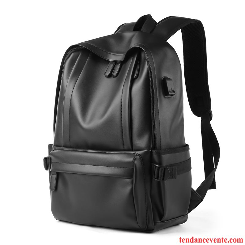 Sac À Dos Homme Voyage Femme Simple Cartable Loisir Milieu Noir