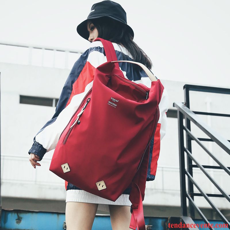 Sac À Dos Randonnée Femme Gros Étudiant Campus Tendance Grande Capacité Cartable Rouge