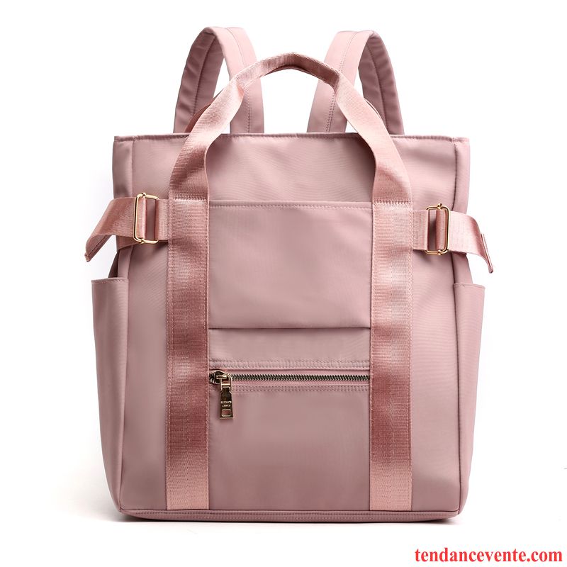 Sac À Dos Randonnée Femme Mode Étanche Le Nouveau Tissu Oxford Toile All-match Rose