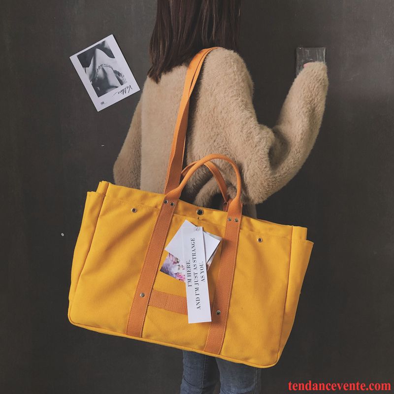 Sac À Dos Randonnée Femme Portable Grande Capacité Achats Mode Étudiant Gros Sac Jaune