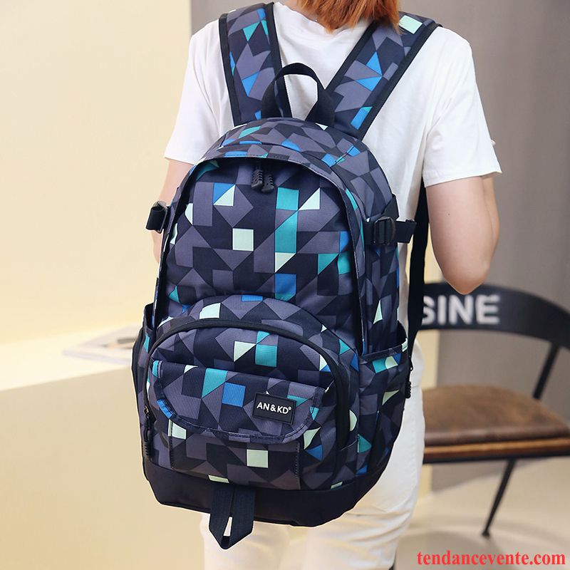 Sac À Dos Randonnée Femme Tendance Étanche Milieu Étudiant Homme Grande Capacité Bleu