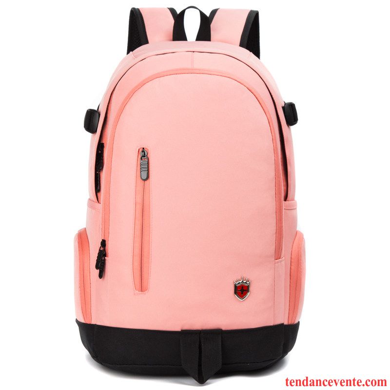 Sac À Dos Randonnée Femme École Secondaire Voyage Homme Grande Capacité Cartable Étudiant Rose