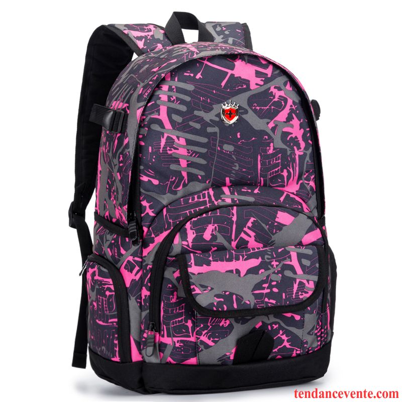 Sac À Dos Randonnée Femme École Secondaire Voyage Homme Grande Capacité Cartable Étudiant Rose