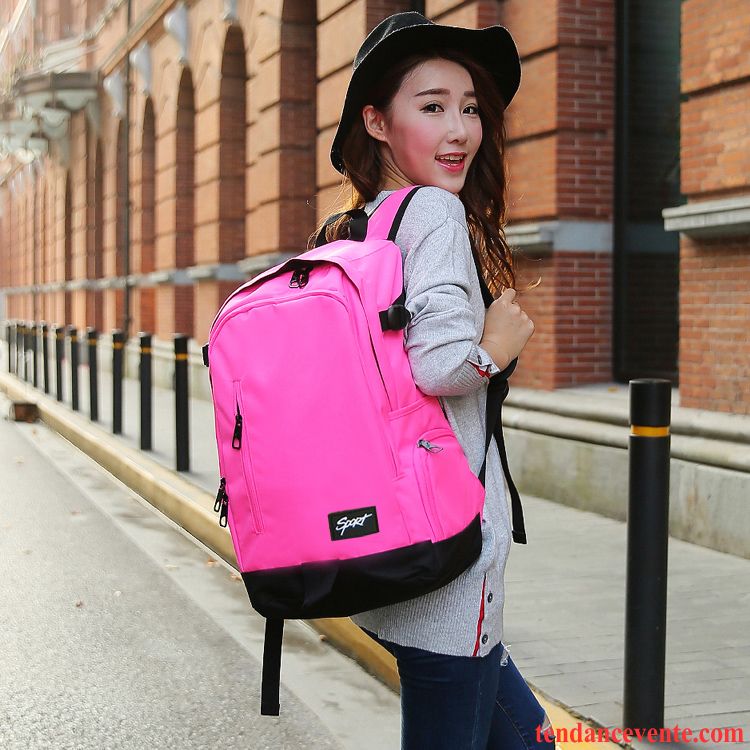 Sac À Dos Randonnée Femme École Secondaire Voyage Homme Grande Capacité Cartable Étudiant Rose