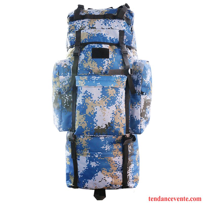 Sac À Dos Randonnée Homme Femme Voyage De Plein Air Sacs À Dos Grande Capacité Camouflage Bleu