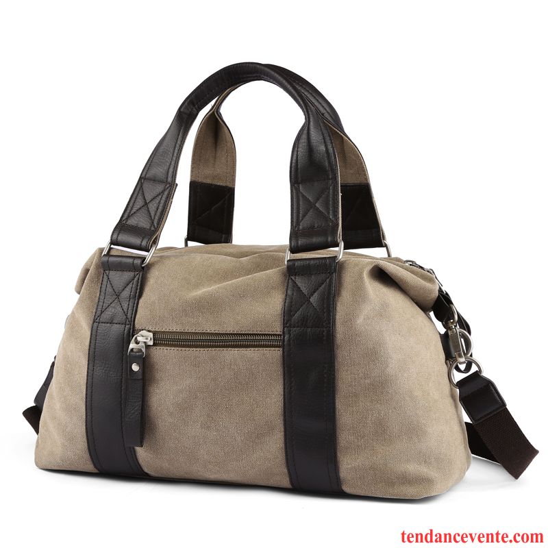 Sac À Dos Randonnée Homme Toile Sac De Messager De Plein Air Voyage Rétro Tendance Gris