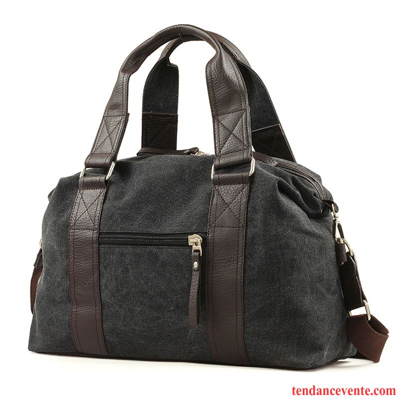 Sac À Dos Randonnée Homme Toile Sac De Messager De Plein Air Voyage Rétro Tendance Gris