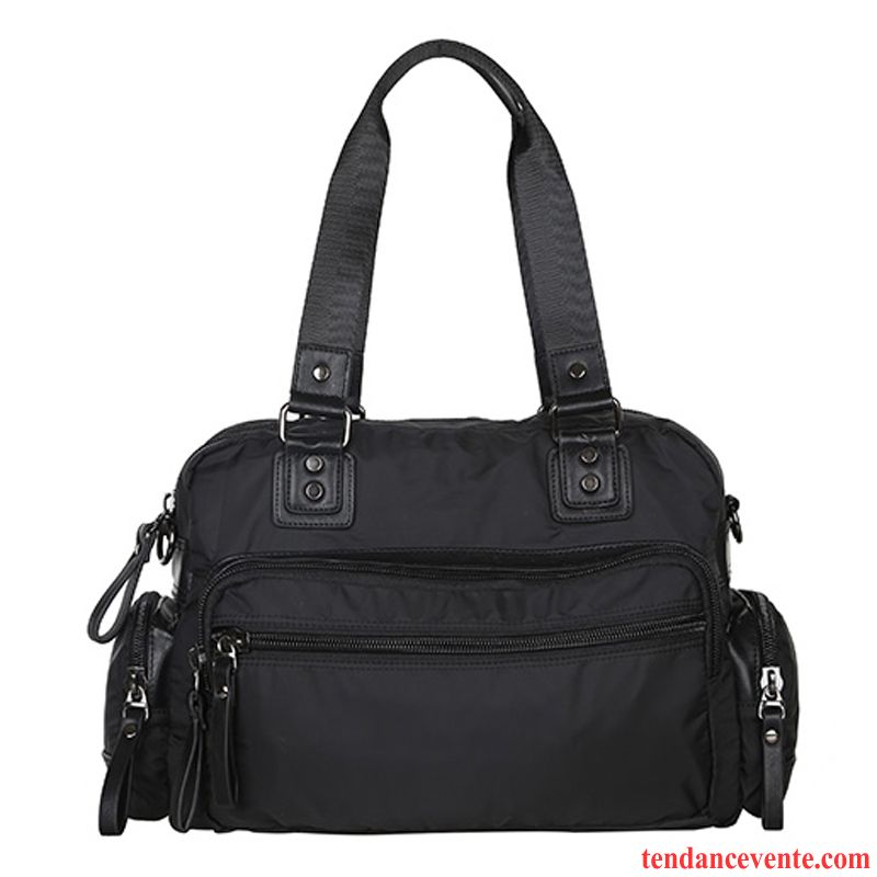 Sac À Dos Randonnée Homme Toile Sacs À Bandoulière Tissu Oxford Sac À Main Voyage Sac De Messager Noir