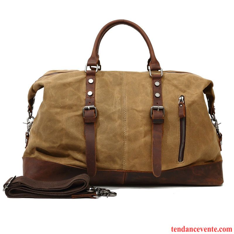 Sac À Dos Randonnée Homme Étanche Bagage Voyage Court Rétro Grande Capacité Brun