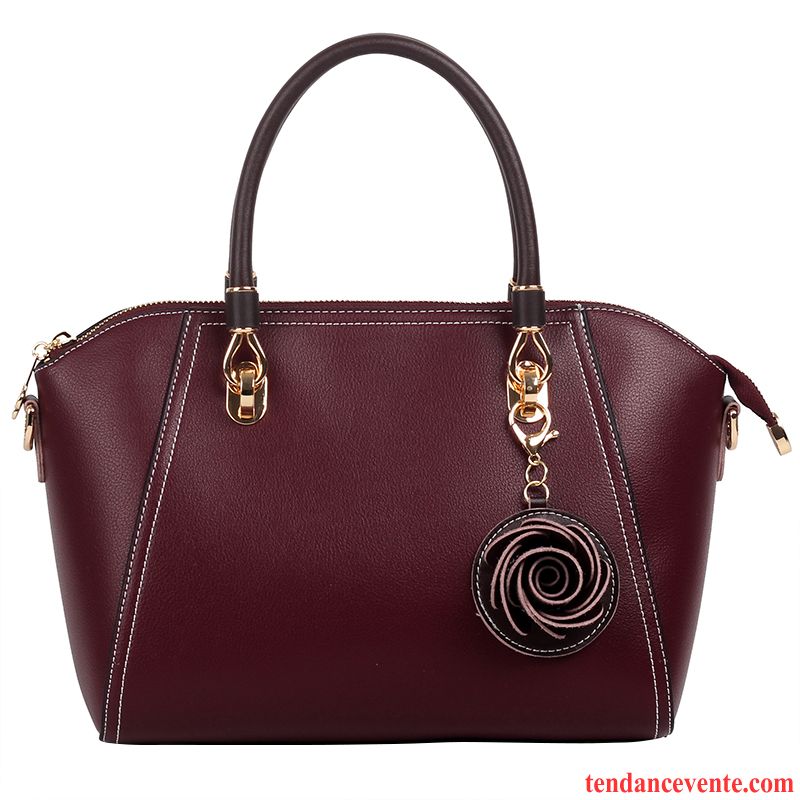 Sac À Main Femme All-match Mode Âge Moyen Sacs À Bandoulière Maman Cuir De Vache Violet