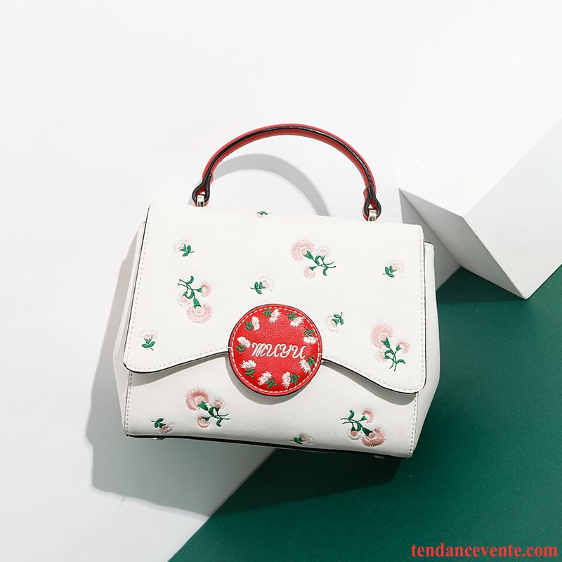 Sac À Main Femme Chaîne Tendance Brodé Le Nouveau All-match Petit Blanc